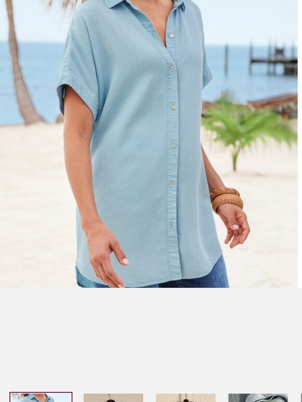 Soft Surroundings Chambray Button-Front Short Sleeve Women's Top 2x